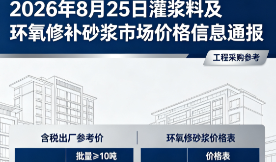 德兴2026年8月25日灌浆料及环氧修补砂浆市场价格信息通报